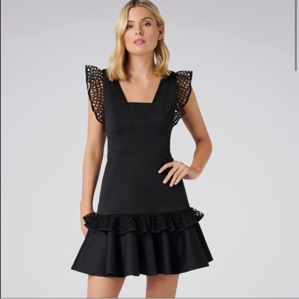 Forever New Australia Kady Lace Trim Black Dress NWT